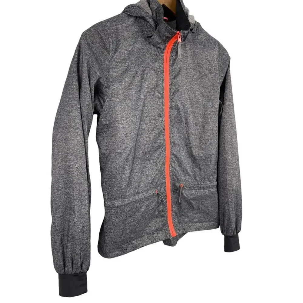 H&M Kids Sport Lightweight Windbreaker Gray Jacket Full Zip Cinched Back 12-13Y